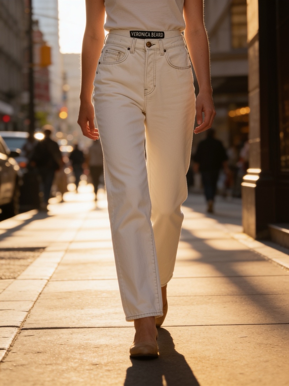 Veronica Beard Straight-Leg Jeans in Off-White